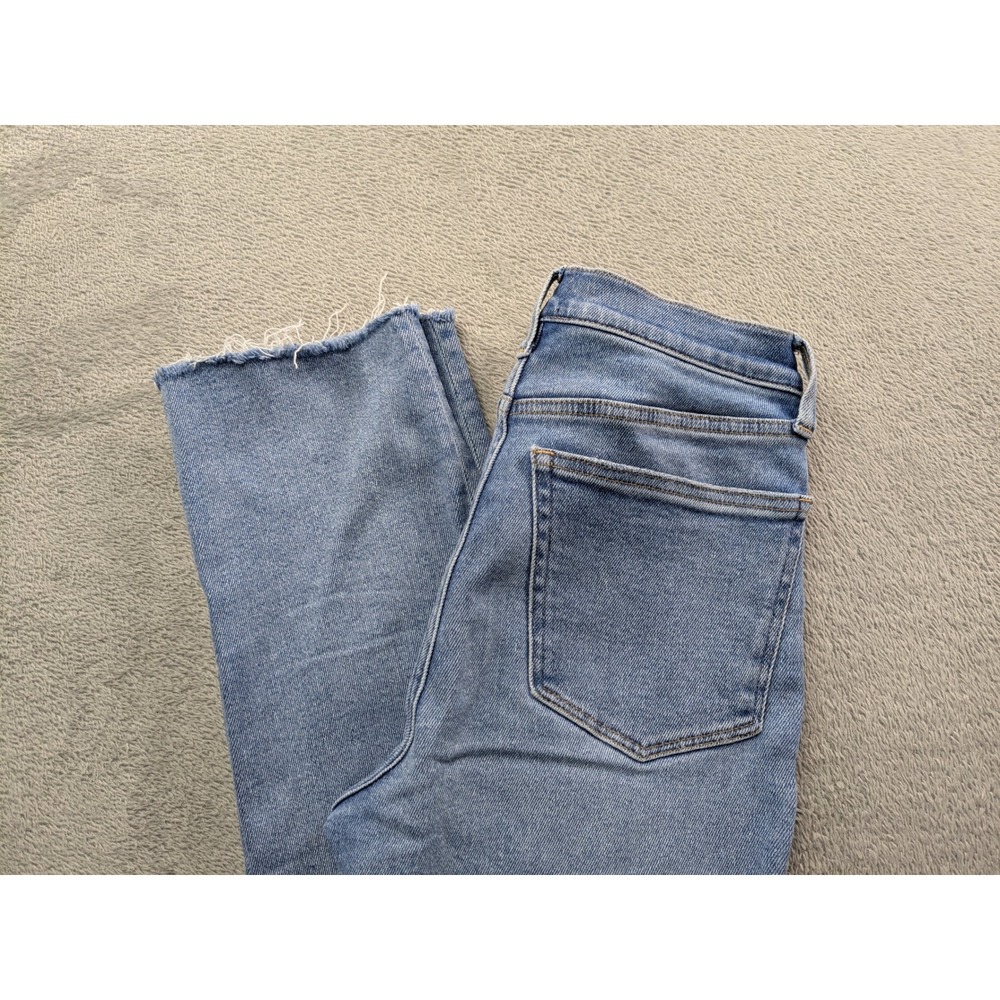 J.Crew Stovepipe Jeans Womens 26T Tall Light Wash Straight Leg Raw Hem Stretch